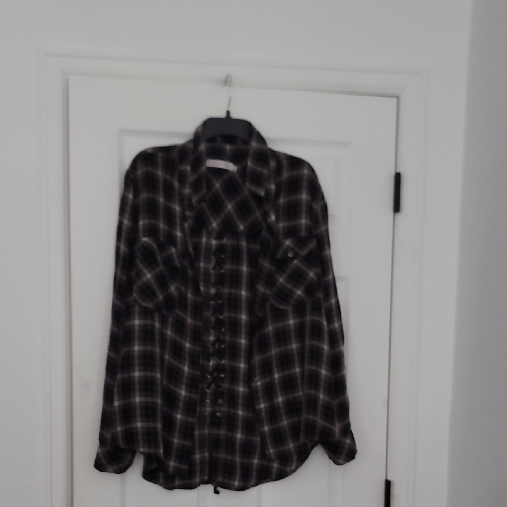 Billy T Black Plaid Shirt Womens